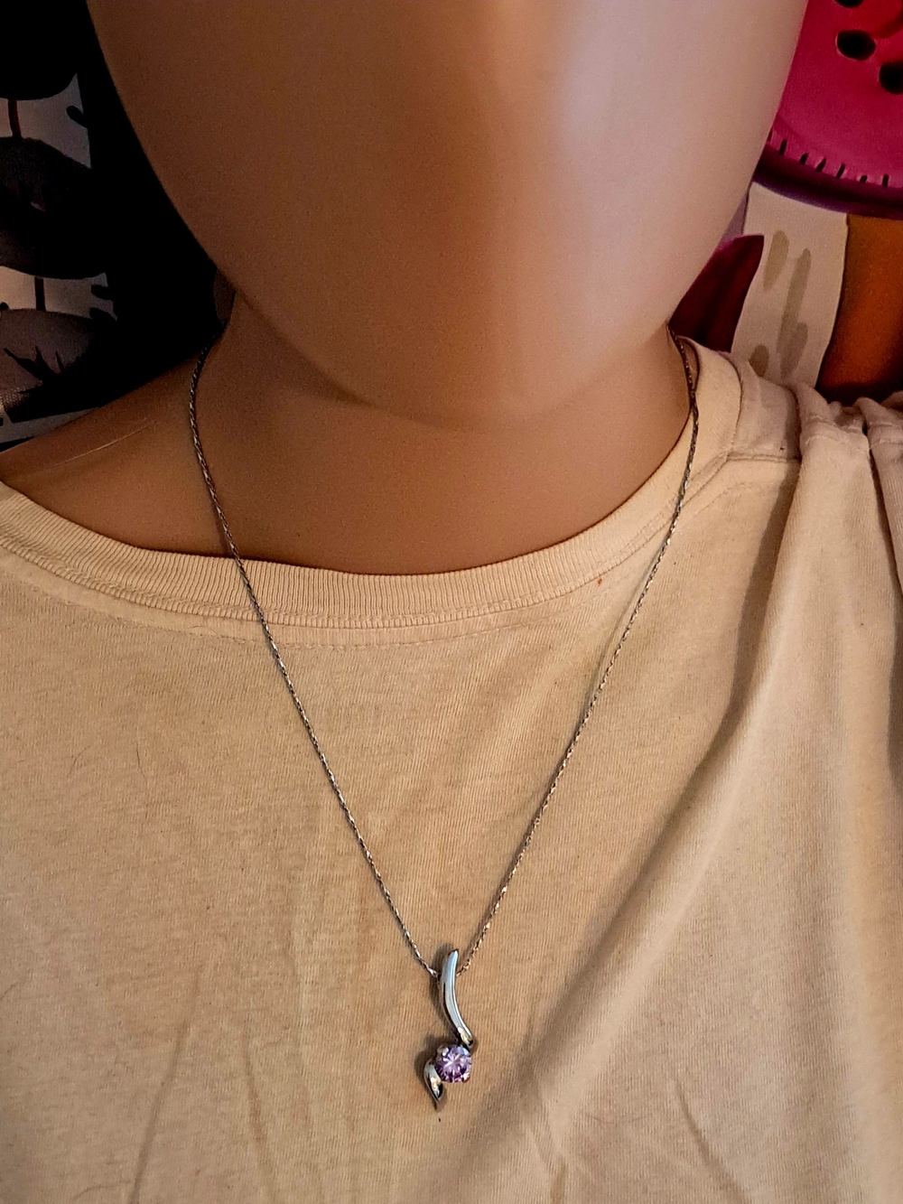 Silver Pendant Necklace Earring Set with Moissoine Faux Diamond Stone